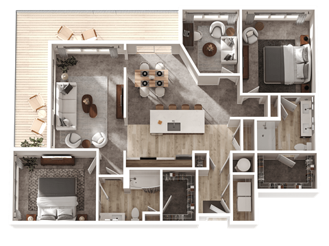 Floor plan for 2 beds, 2 baths, 1496 sqft