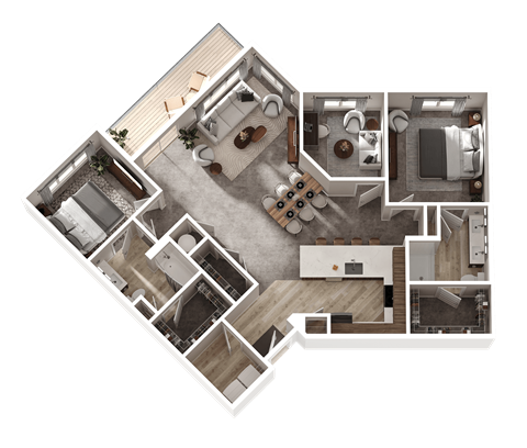 Floor plan for 2 beds, 2 baths, 1514 sqft