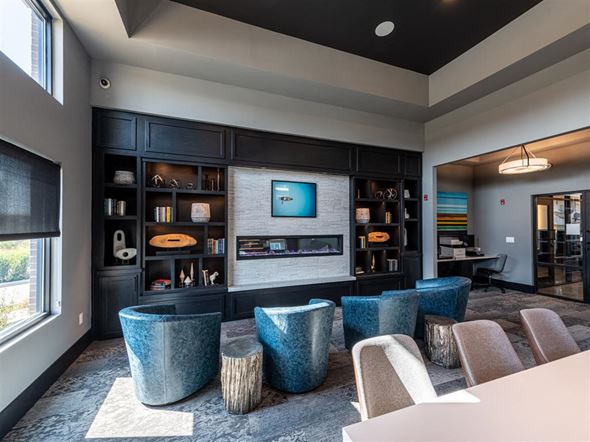 Mason apartment for rent - Clubroom With Fireplace And TV at One Deerfield Apartments, Mason, 45040