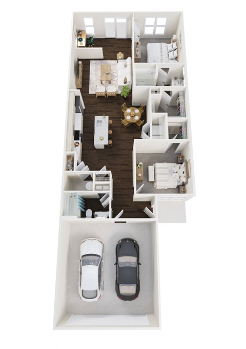 Floor plan for 2 beds, 2 baths, 1442 sqft