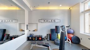 Detroit apartment for rent - a home gym with weights and cardio equipment