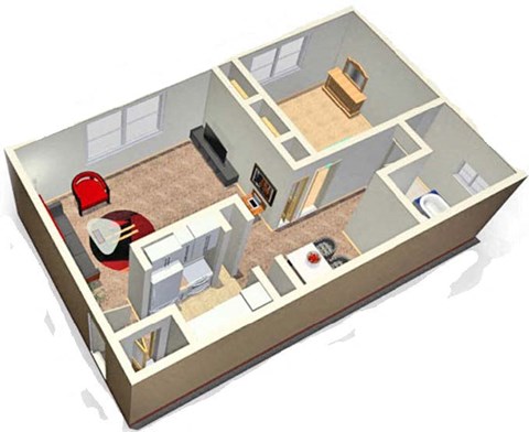 Floor plan for 1 bed, 1 bath, 850 sqft
