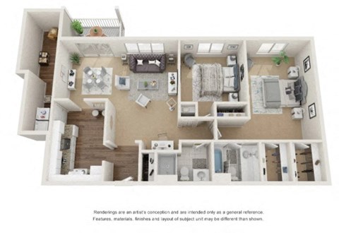 Floor plan for 2 beds, 2 baths, 1460 sqft