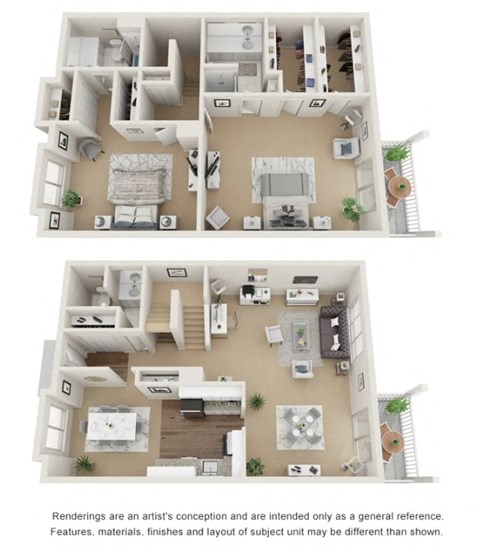 Floor plan for 2 beds, 2 baths, 1825 sqft