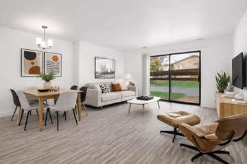 Novi apartment for rent - A modern living room with a dining table and chairs.
