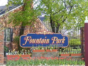 Southgate apartment for rent - a sign that reads fountains park apartments