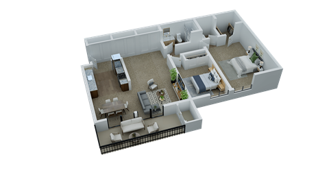 Floor plan for 2 beds, 1.5 baths, 1100 sqft