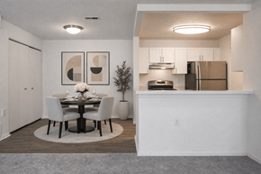 Ann Arbor apartment for rent - A modern dining room with a table set for two.
