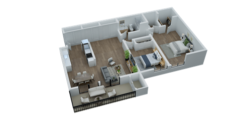 Floor plan for 2 beds, 1.5 baths, 1100 sqft