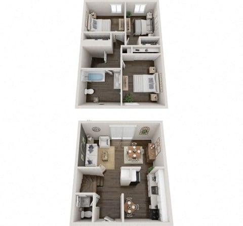 Floor plan for 3 beds, 1.5 baths, 1069 sqft
