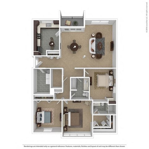 Floor plan for 3 beds, 2 baths, 1870 sqft