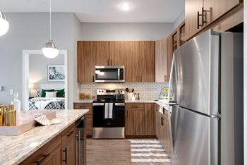Electric range in kitchen