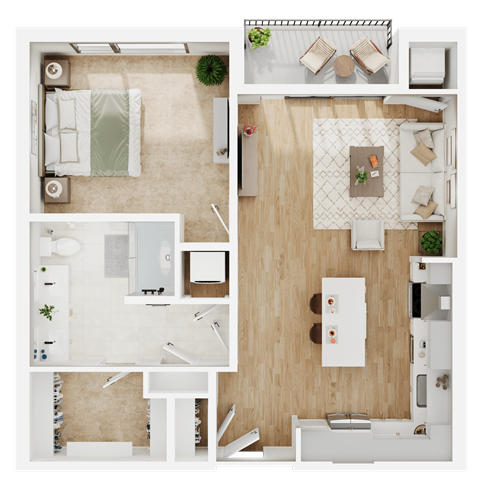 Floor plan for 1 bed, 1 bath, 828 sqft