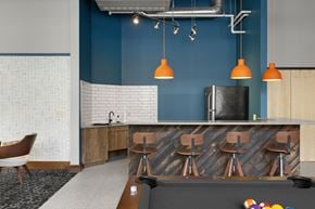 St. Paul apartment for rent - Kitchen counter table at Lowertown Lofts, St. Paul, MN, 55101