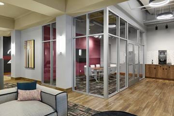 St. Paul apartment for rent - a living room with a couch and glass doors