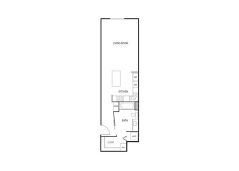Floor plan for studio, 1 bath, 520 sqft