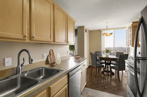 Edina apartment for rent - a kitchen and dining area  at The Edina Towers, Edina, Minnesota