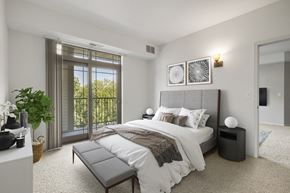 St. Louis Park apartment for rent - a bedroom with a bed and nightstands at The Gables at Park Pointe, St. Louis Park, 55426