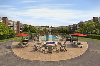Outdoor courtyard with fire pit