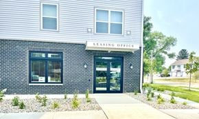 Lafayette apartment for rent - a building with a leasing office at Murdock Gardens Apartments, Lafayette, IN 47904