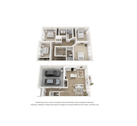 Floor plan for 4 beds, 2.5 baths, 1893 sqft