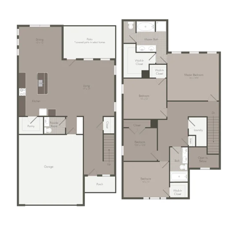 Floor plan for 4 beds, 2.5 baths, 2227 sqft