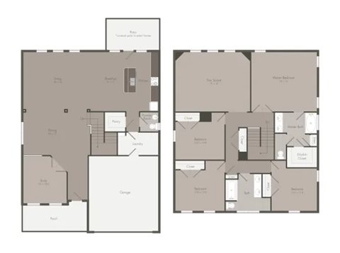 Floor plan for 4 beds, 2.5 baths, 2900 sqft