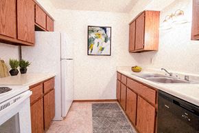 Oak Creek apartment for rent - a kitchen with a sink and a refrigerator