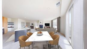 Brookfield apartment for rent - a living room and dining room with a white table and chairs