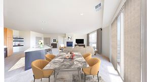 Brookfield apartment for rent - A modern dining room with a long table and chairs.