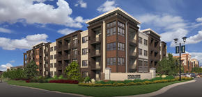 Brookfield apartment for rent - a rendering of an apartment building on the corner of a street