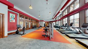 Brookfield apartment for rent - A gym with treadmills and exercise bikes.