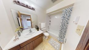 West Allis apartment for rent - a bathroom with a sink and a shower and a toilet