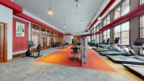 Brookfield apartment for rent - A gym with treadmills and exercise bikes.