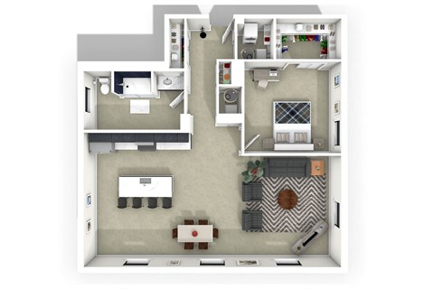 Floor plan for 1 bed, 1 bath, 1112 sqft