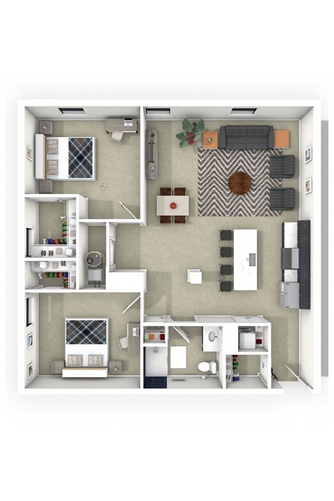 Floor plan for 2 beds, 1 bath, 1148 sqft