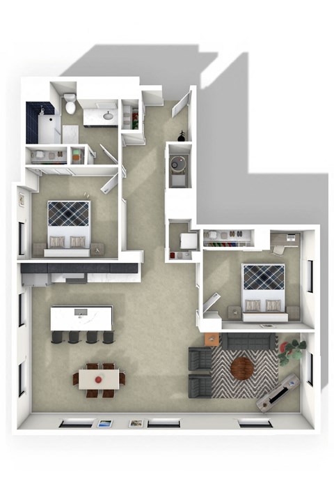 Floor plan for 2 beds, 1 bath, 1184 sqft