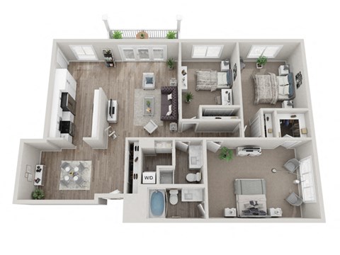 Floor plan for 3 beds, 2 baths, 1470 sqft