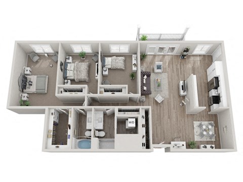 Floor plan for 3 beds, 2 baths, 1590 sqft