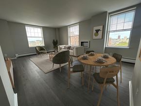 New Haven apartment for rent - A dining room with a table set for six.