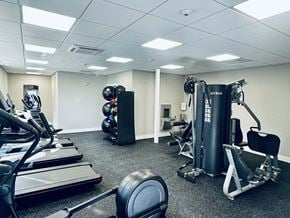 Milford apartment for rent - A gym with treadmills, weights, and exercise equipment.