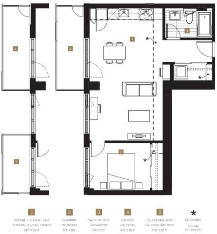 Floor plan for 3 beds, 2 baths