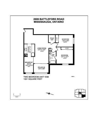 Floor plan for 1 bed, 1 bath