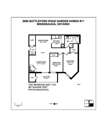 Floor plan for 2 beds, 1 bath