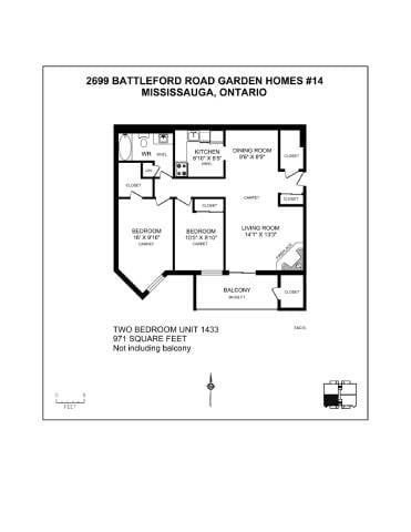 Floor plan for 2 beds, 1 bath