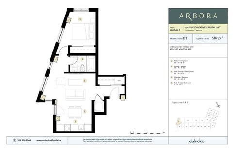 Floor plan for 1 bed, 1 bath, 653 sqft