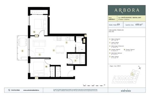 Floor plan for 2 beds, 2 baths, 860 sqft