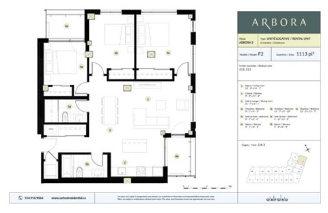 Floor plan for 3 beds, 3 baths, 1144 sqft