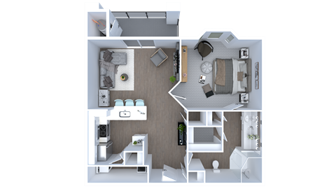 Floor plan for 1 bed, 1 bath, 786 sqft