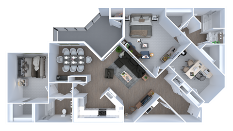 Floor plan for 3 beds, 2 baths, 1461 sqft
